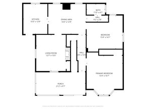 Homestead apartment for rent - A floor plan of a house with a living room, dining area, kitchen, and several bedrooms.