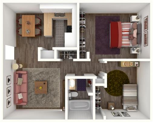 Floor plan for 2 beds, 1 bath, 800 sqft