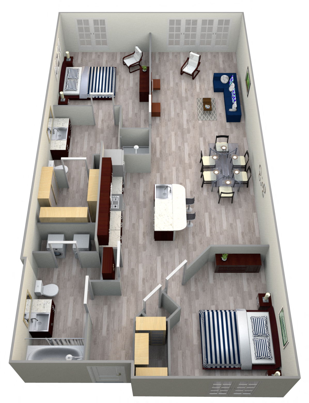Floor plan for 2 beds, 2 baths, 1093 sqft