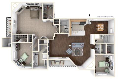 Floor plan for 3 beds, 3 baths, 2129 sqft