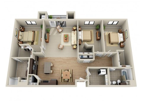 Floor plan for 3 beds, 2 baths, 1578 sqft
