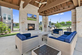 Pavilion for outdoor entertaining with tv