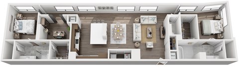 Floor plan for 2 beds, 2.5 baths, 1568 sqft