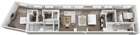 Floor plan for 2 beds, 2.5 baths, 1667 sqft