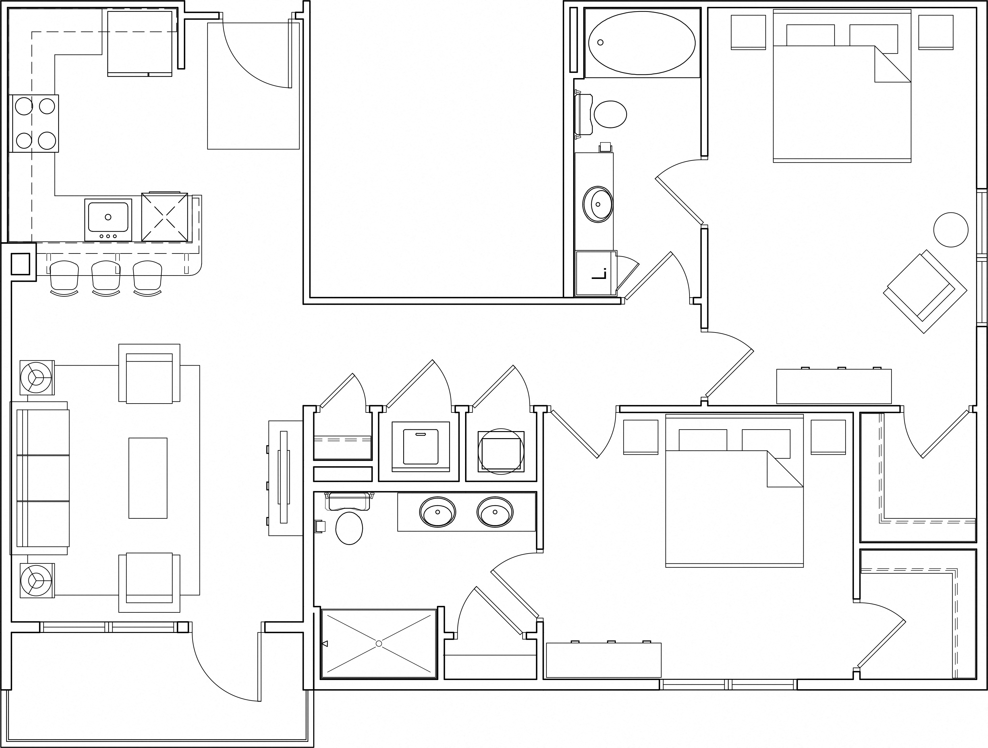 Floor plan for 2 beds, 2 baths, 1113 sqft