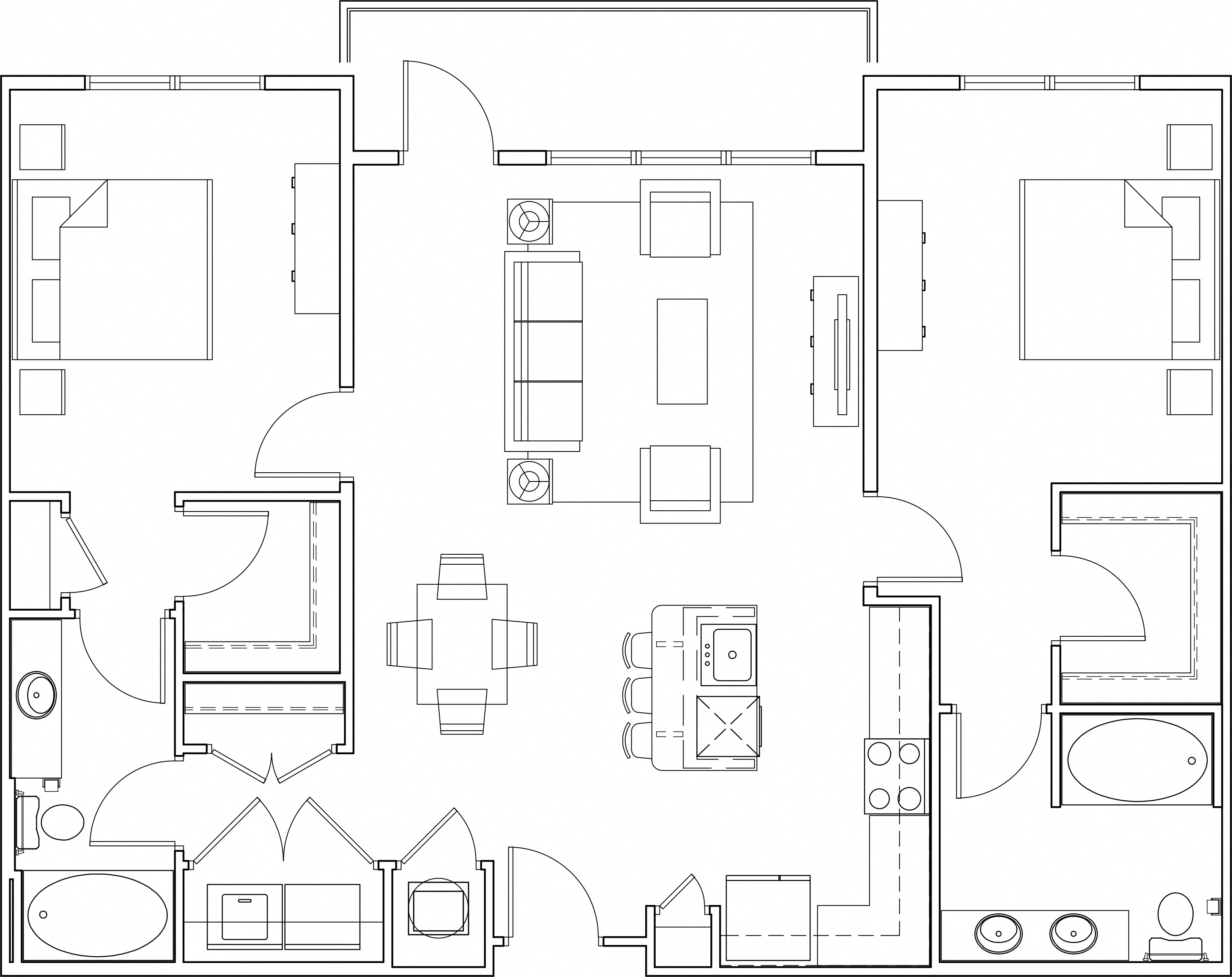 Floor plan for 2 beds, 2 baths, 1187 sqft