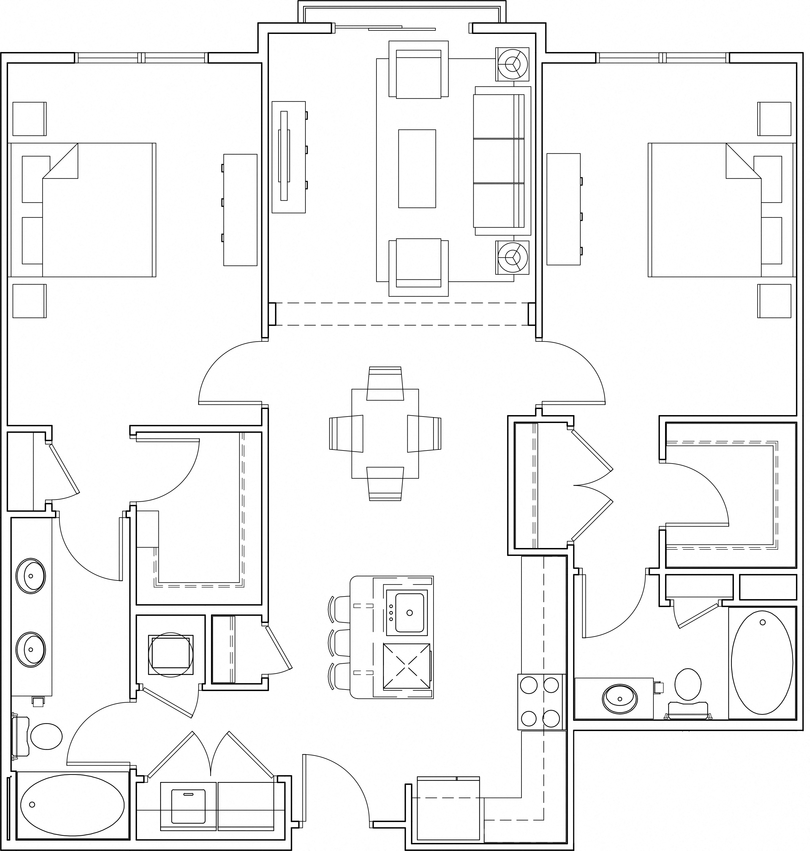 Floor plan for 2 beds, 2 baths, 1328 sqft
