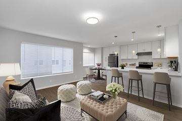 San Francisco apartment for rent - A modern living room with a black couch and a coffee table.