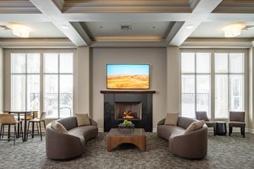 Lavista apartment for rent - A living room with a fireplace and a television on the wall.