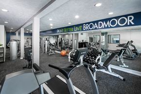 Omaha apartment for rent - the gym at broadmoor concourse is equipped with cardio equipment and weights