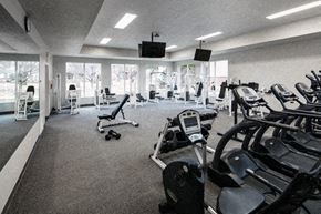 Sioux City apartment for rent - a gym with a lot of exercise equipment in it
