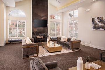 West Des Moines apartment for rent - a living room with couches and a television and a fireplace
