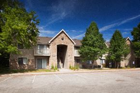 Windsor Heights apartment for rent - the front of a brick building with an arch doorway