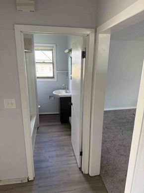 Fargo apartment for rent - A bathroom with a sink and a window.