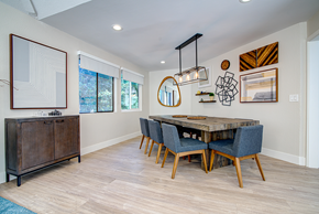 Martinez apartment for rent - A dining room with a wooden table and chairs.
