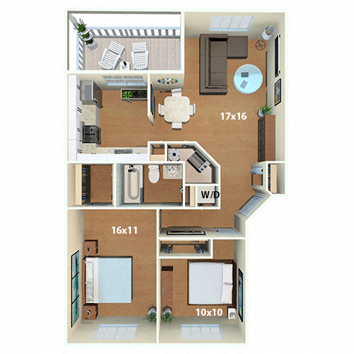 Floor plan for 2 beds, 1 bath, 850 sqft