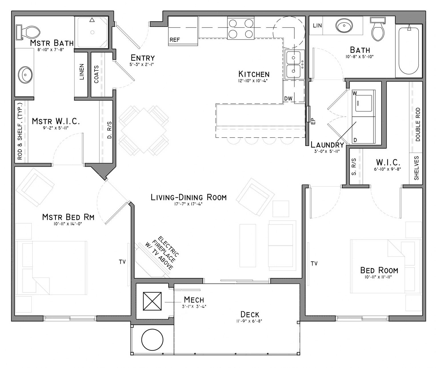 Floor plan for 2 beds, 2 baths, 1084 sqft