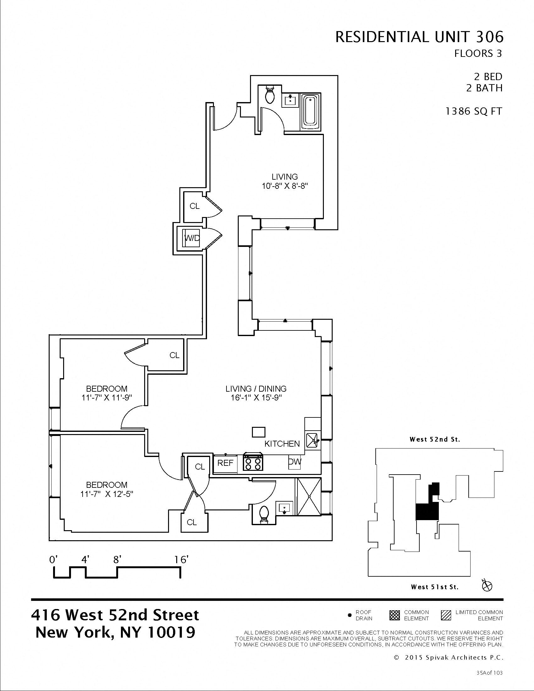 Floor plan for 2 beds, 2 baths, 1386 sqft