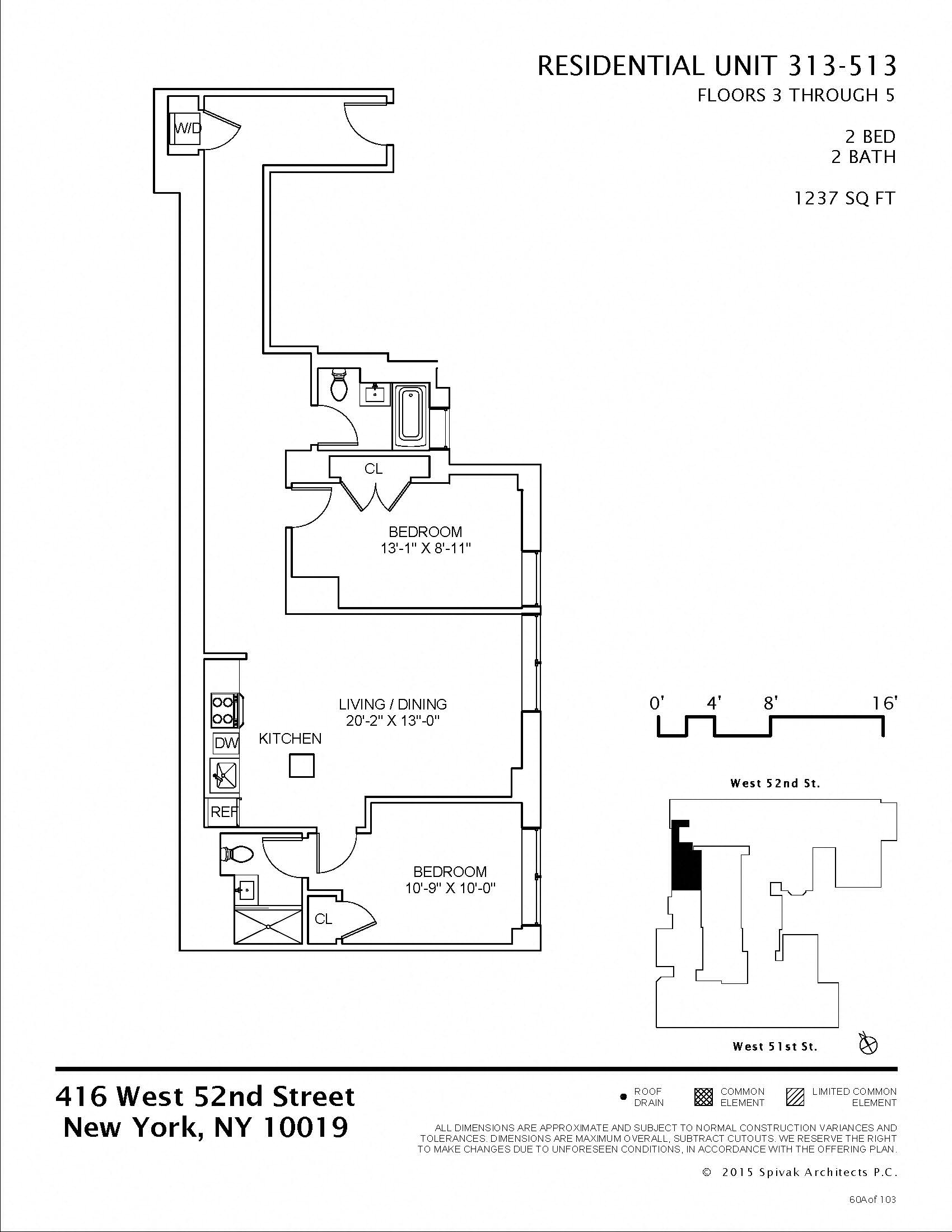 Floor plan for 2 beds, 2 baths, 1237 sqft