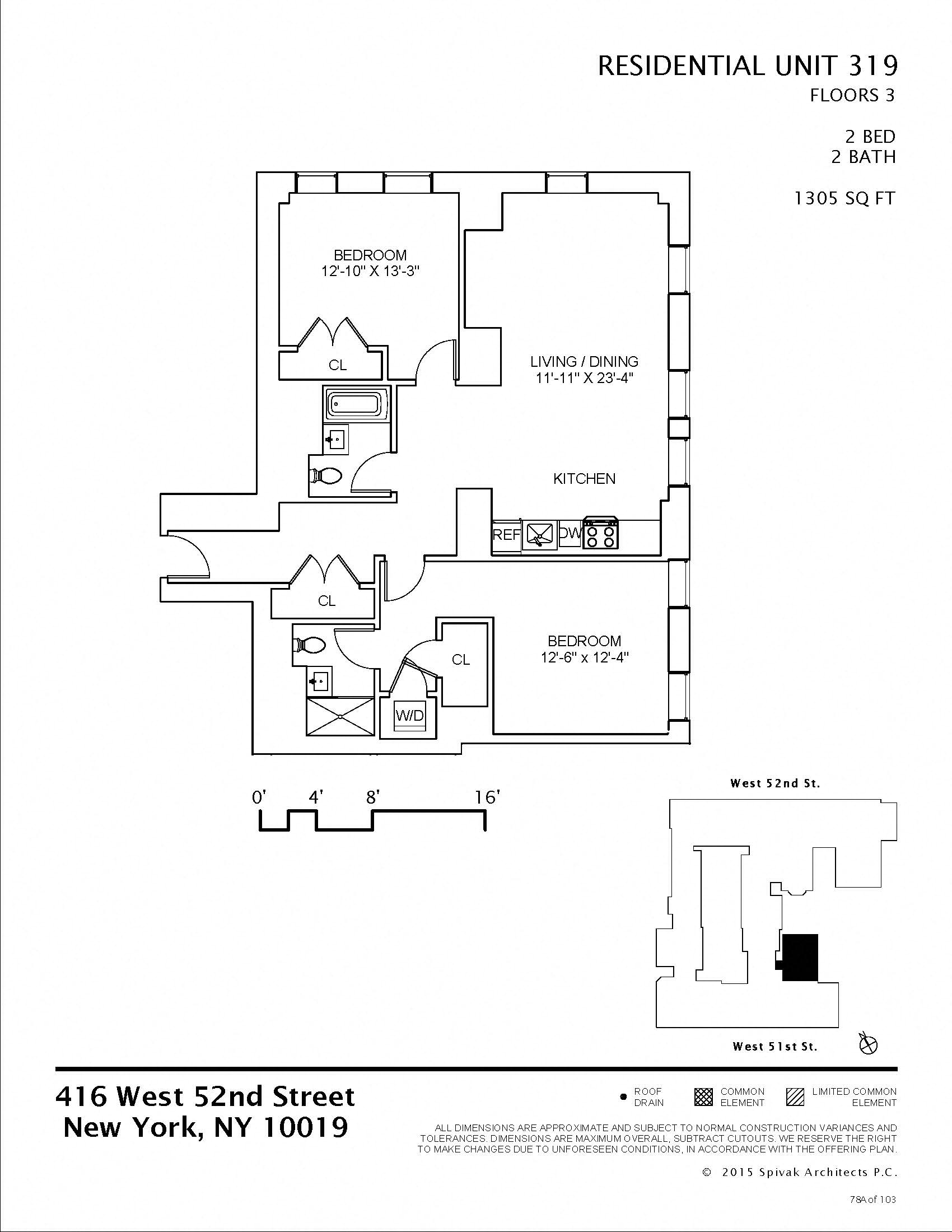 Floor plan for 2 beds, 2 baths, 1035 sqft