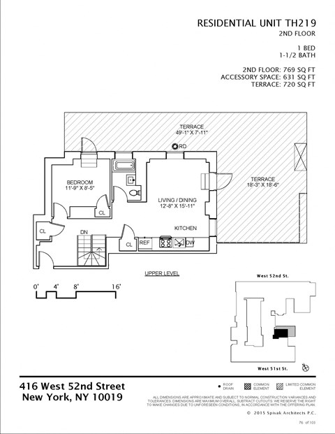 Floor plan for 1 bed, 1.5 baths, 1400 sqft