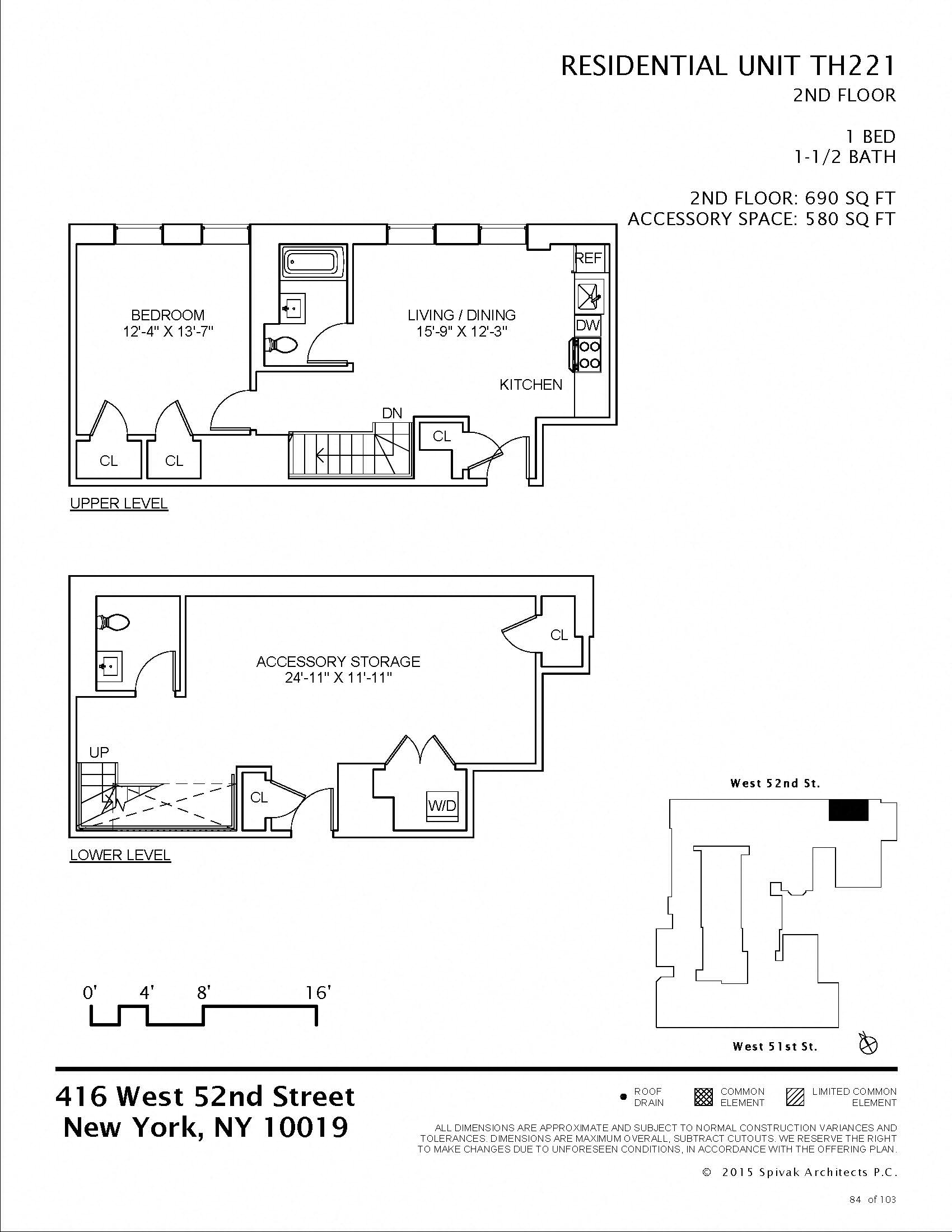Floor plan for 1 bed, 1.5 baths, 1270 sqft