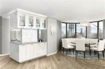 New York apartment for rent - a kitchen and dining room with a table and chairs