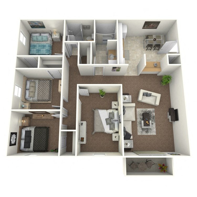 Floor plan for 4 beds, 2 baths