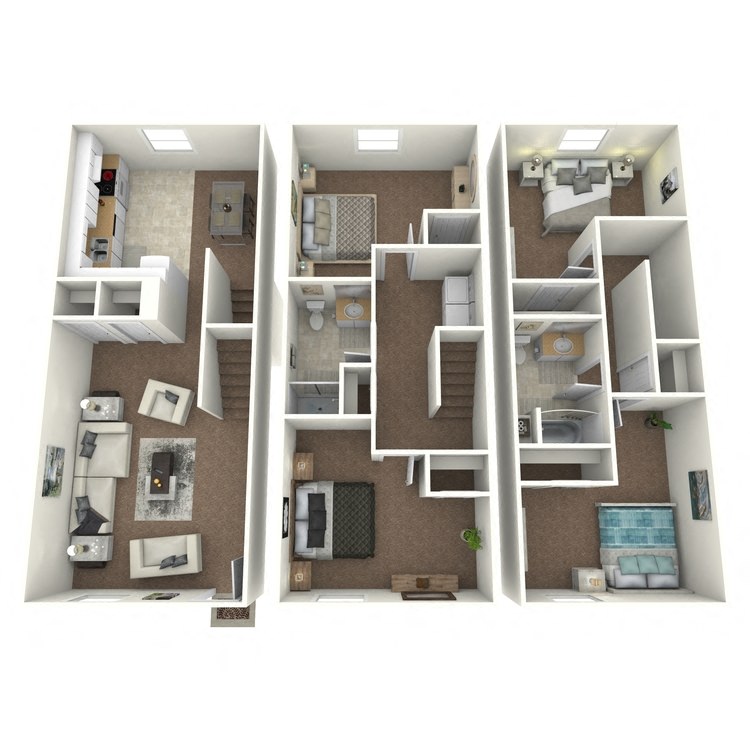 Floor plan for 4 beds, 2 baths