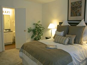 Indianapolis apartment for rent - a bedroom with a bed and a bathroom with a sink