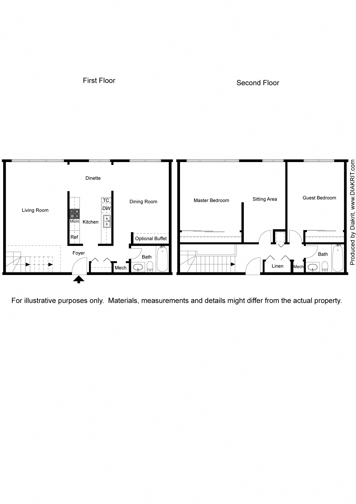 Floor plan for 3 beds, 2 baths, 1200 sqft