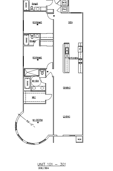 Floor plan for 3 beds, 3 baths, 1961 sqft