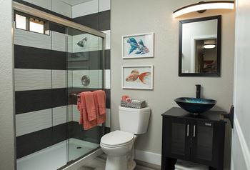 Floor to ceiling custom shower tile