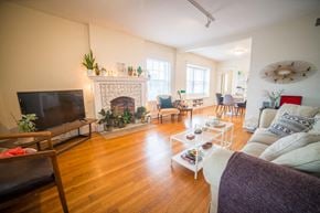 Kansas City apartment for rent - a living room with a couch and a fire place