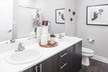 Baseline 158 - bluetooth shower heads and crescent shower rods in master baths