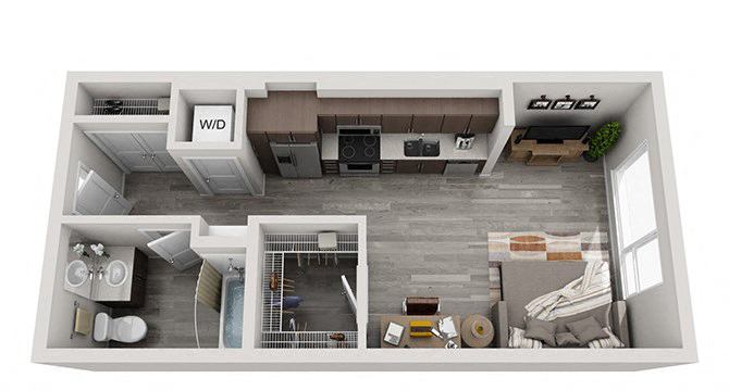 Floor plan for studio, 1 bath, 462 sqft