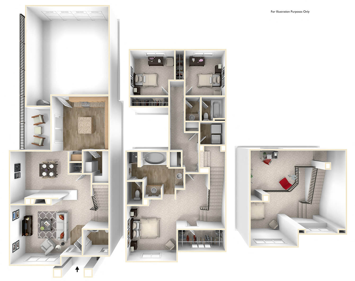 Floor plan for 3 beds, 2.5 baths, 1944 sqft