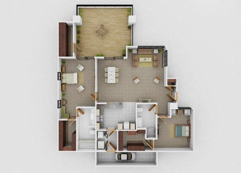 Floor plan for 2 beds, 2 baths, 1112 sqft