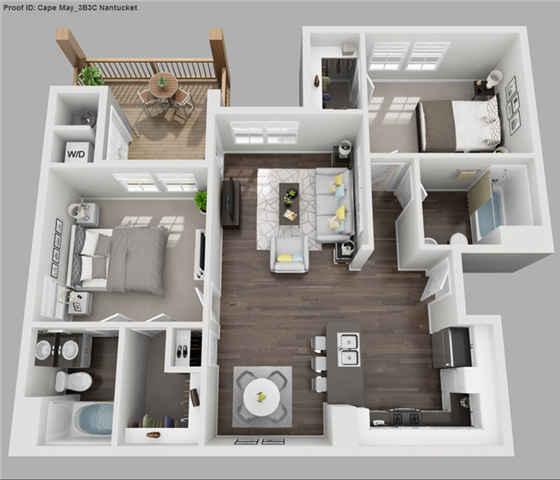 Floor plan for 2 beds, 2 baths, 920 sqft