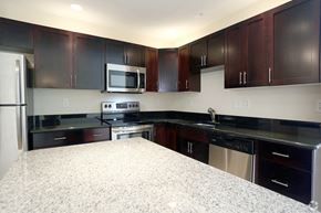 Newport News apartment for rent - a kitchen with black counter tops and stainless steel appliances