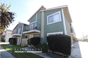 Huntington Beach apartment for rent - the exterior of a condo building with a sidewalk