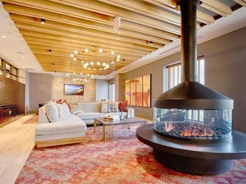 Lobby lounge with fireplace