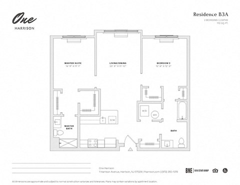 Floor plan for 2 beds, 2 baths, 1112 sqft