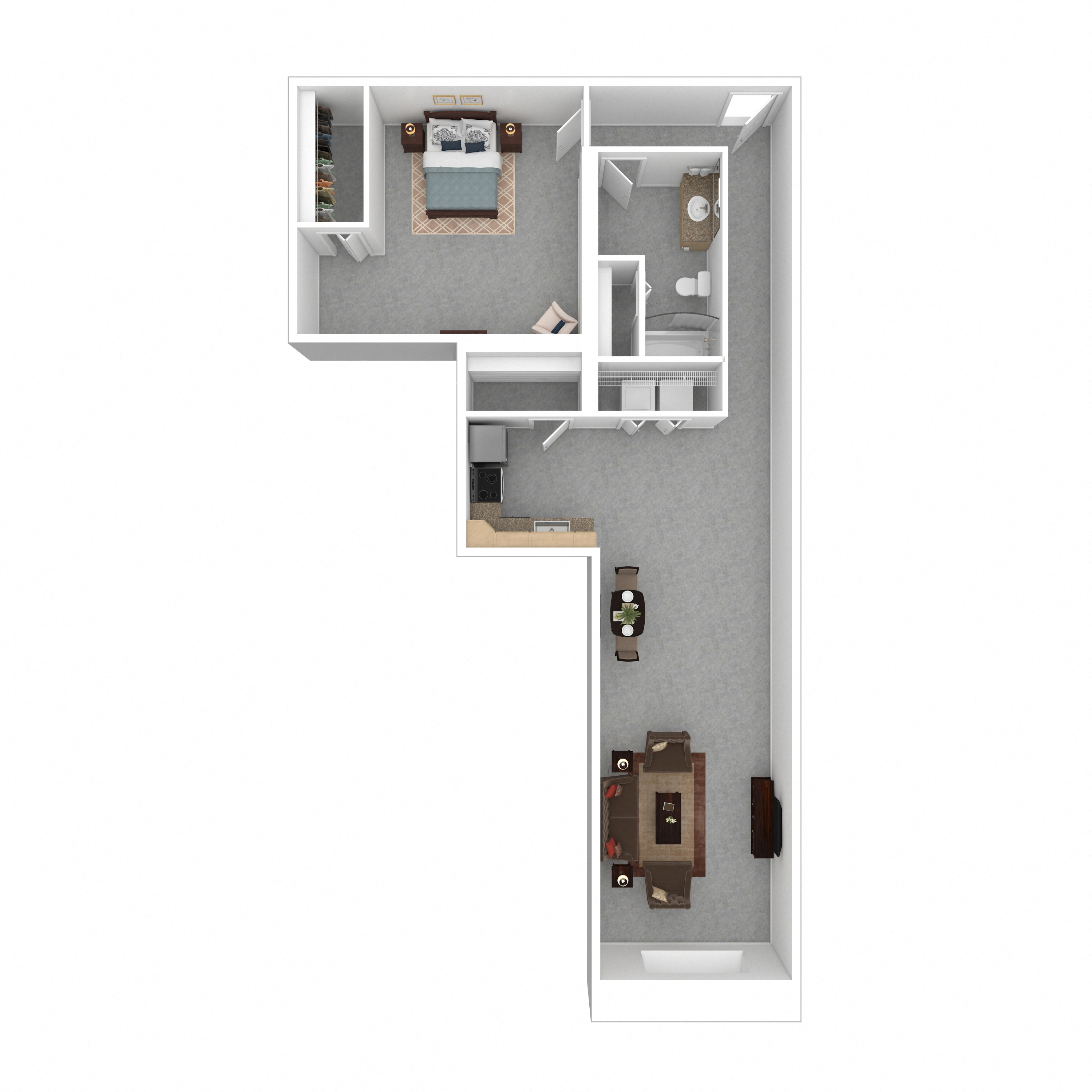 Floor plan for 1 bed, 1 bath, 1153 sqft