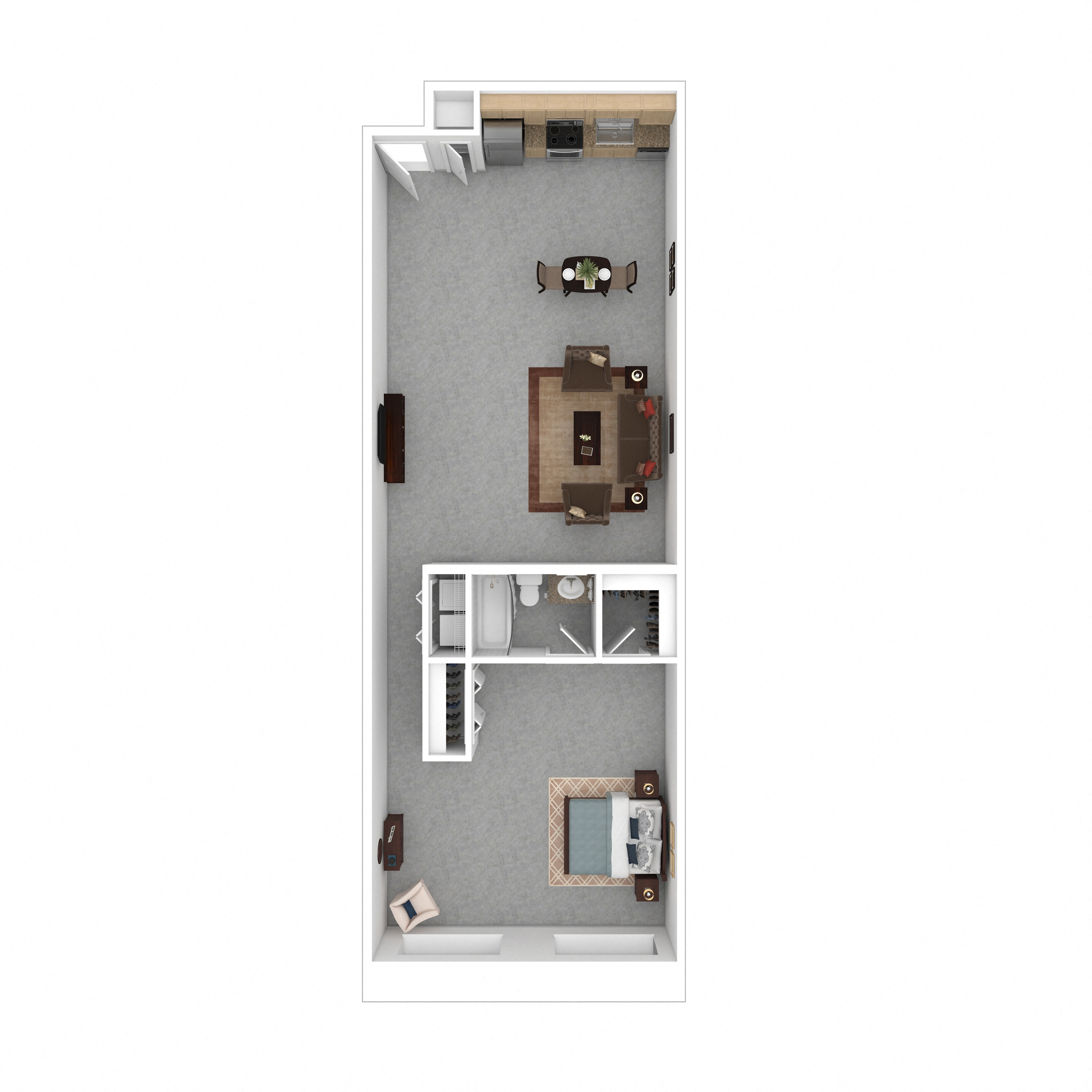 Floor plan for 1 bed, 1 bath, 1148 sqft