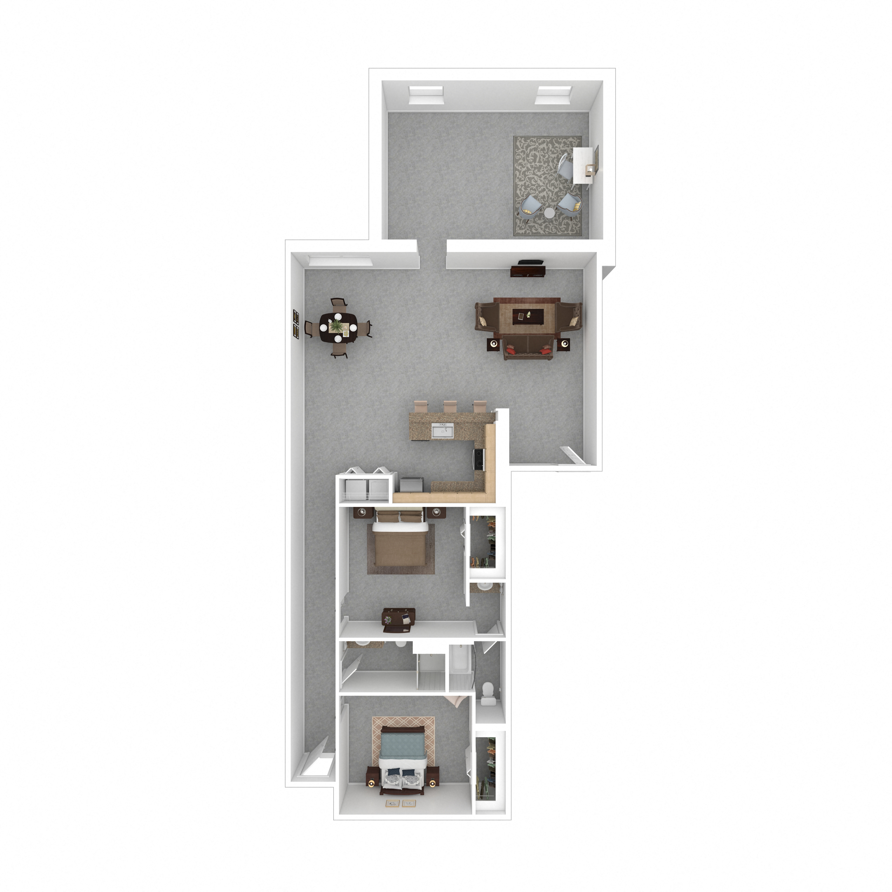 Floor plan for 2 beds, 2 baths, 2000 sqft