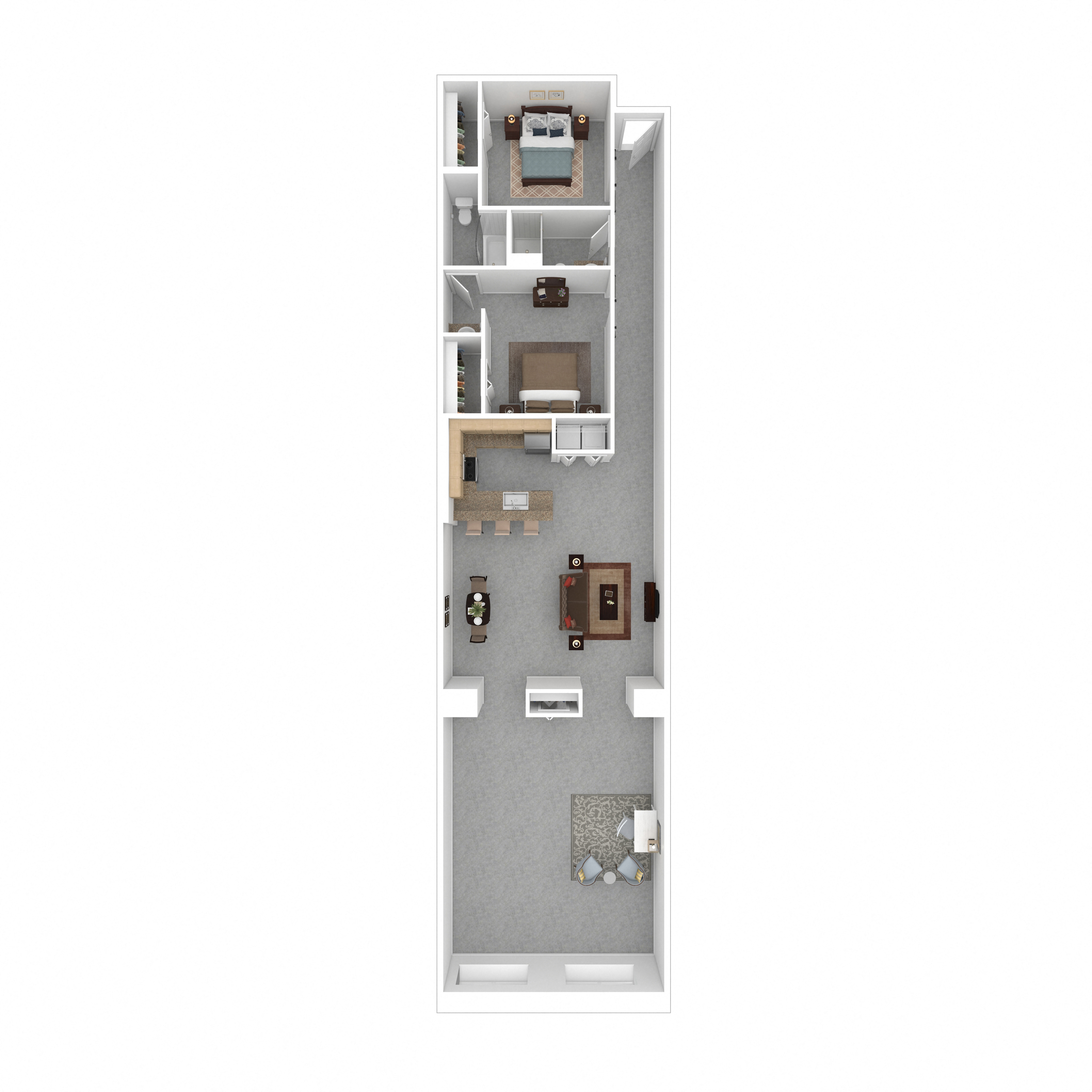 Floor plan for 2 beds, 2 baths, 1850 sqft