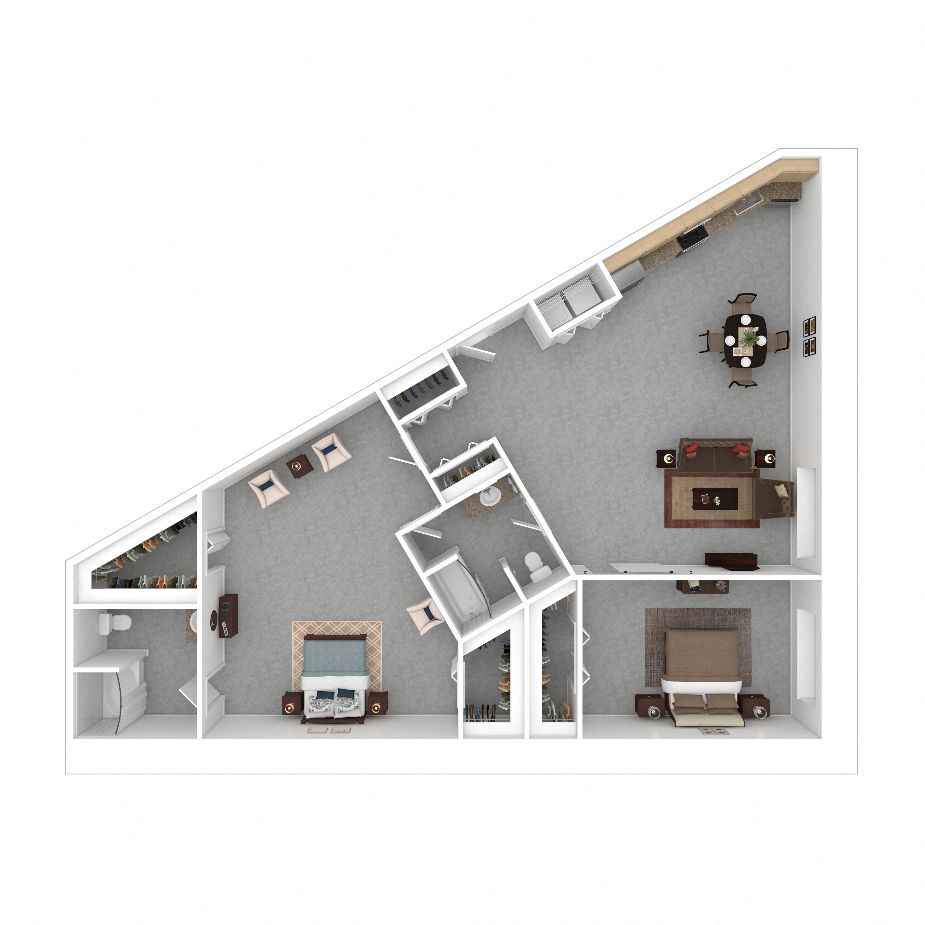 Floor plan for 2 beds, 2 baths, 1546 sqft