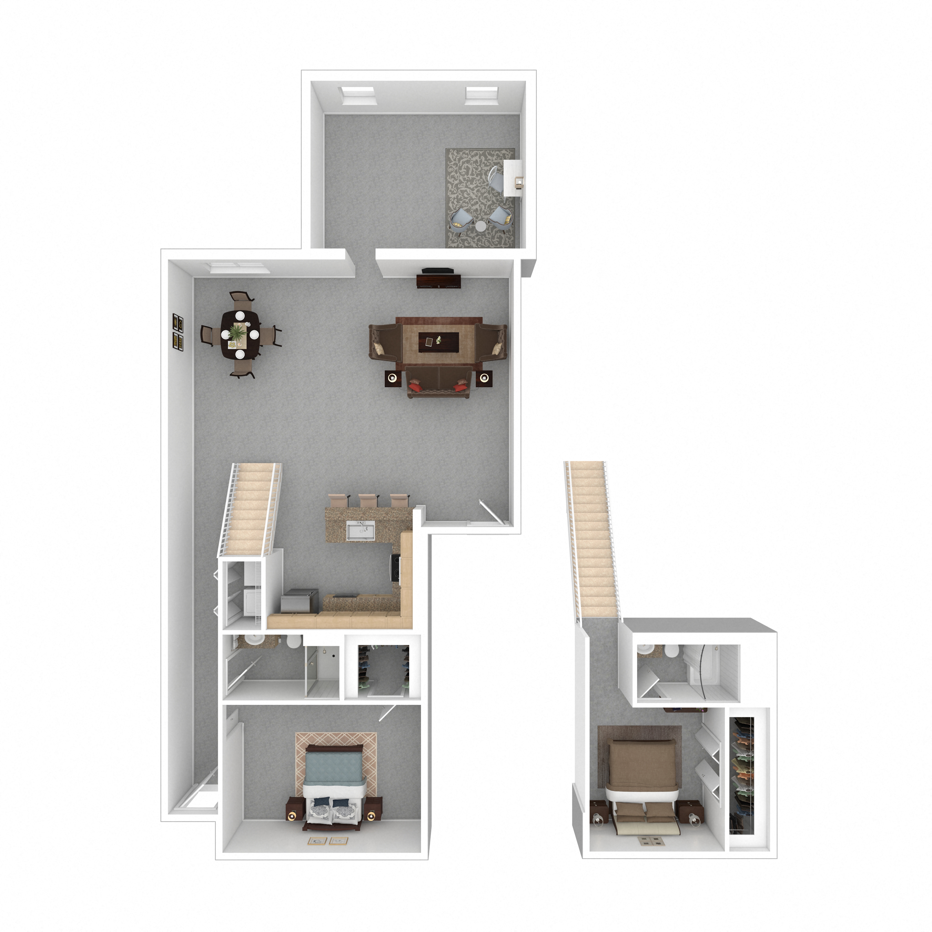 Floor plan for 2 beds, 2 baths, 1958 sqft