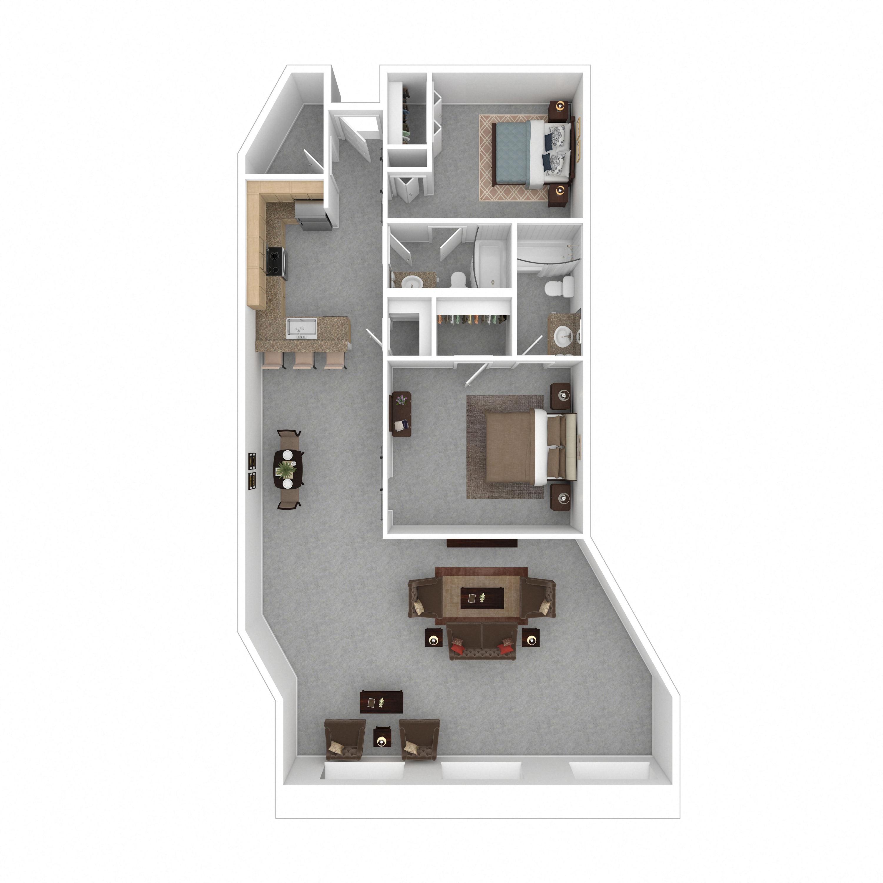 Floor plan for 2 beds, 2 baths, 1646 sqft